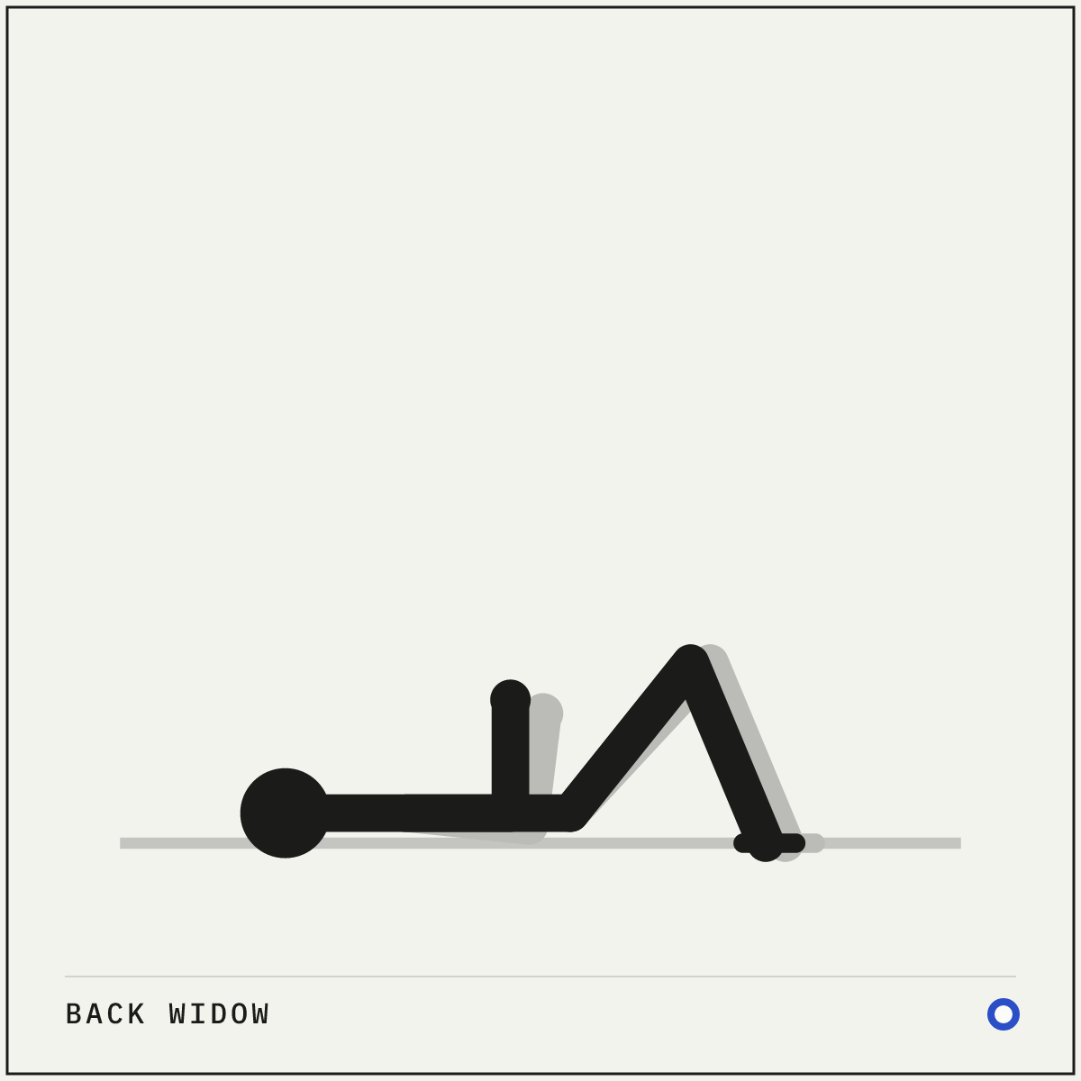 Back Widow demonstration figure: Lie face-up on the floor with your knees bent and feet flat.
