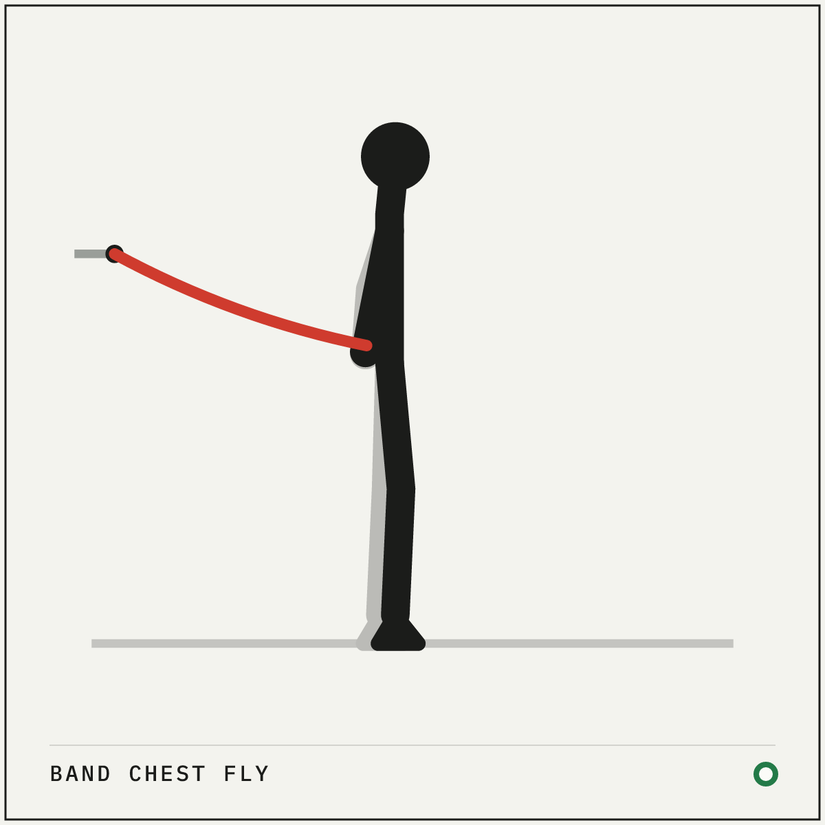 Band chest fly demonstration figure: Anchor a band behind you at chest height.