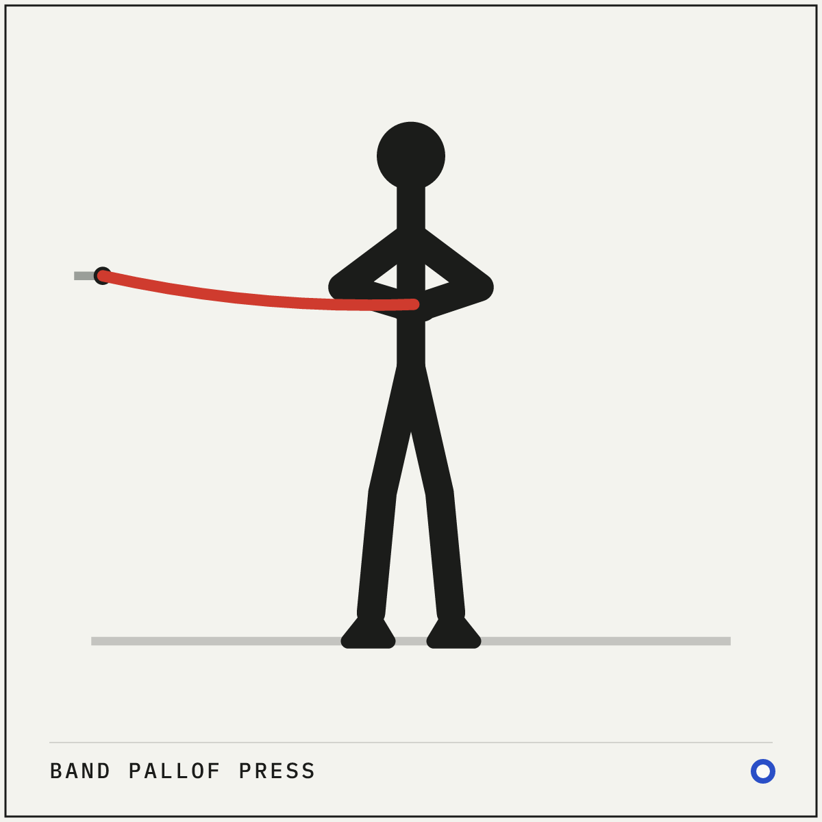 Band Pallof press demonstration figure: Anchor a band at chest height and stand side-on to the anchor.