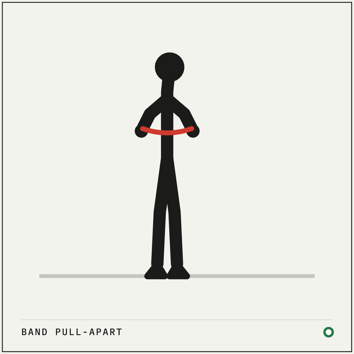 Band pull-apart demonstration figure: Hold a light band in both hands at shoulder height with your arms straight out in front of you.