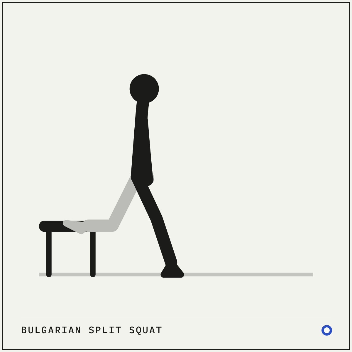 Bulgarian split squat demonstration figure: Stand about a metre in front of a bench, facing away from it.