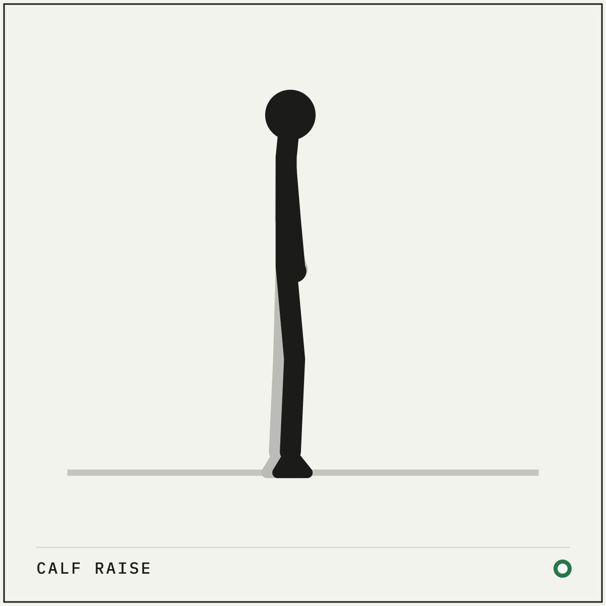 Calf raise demonstration figure: Stand tall on the balls of your feet, with your fingertips on a wall for balance if you need it.