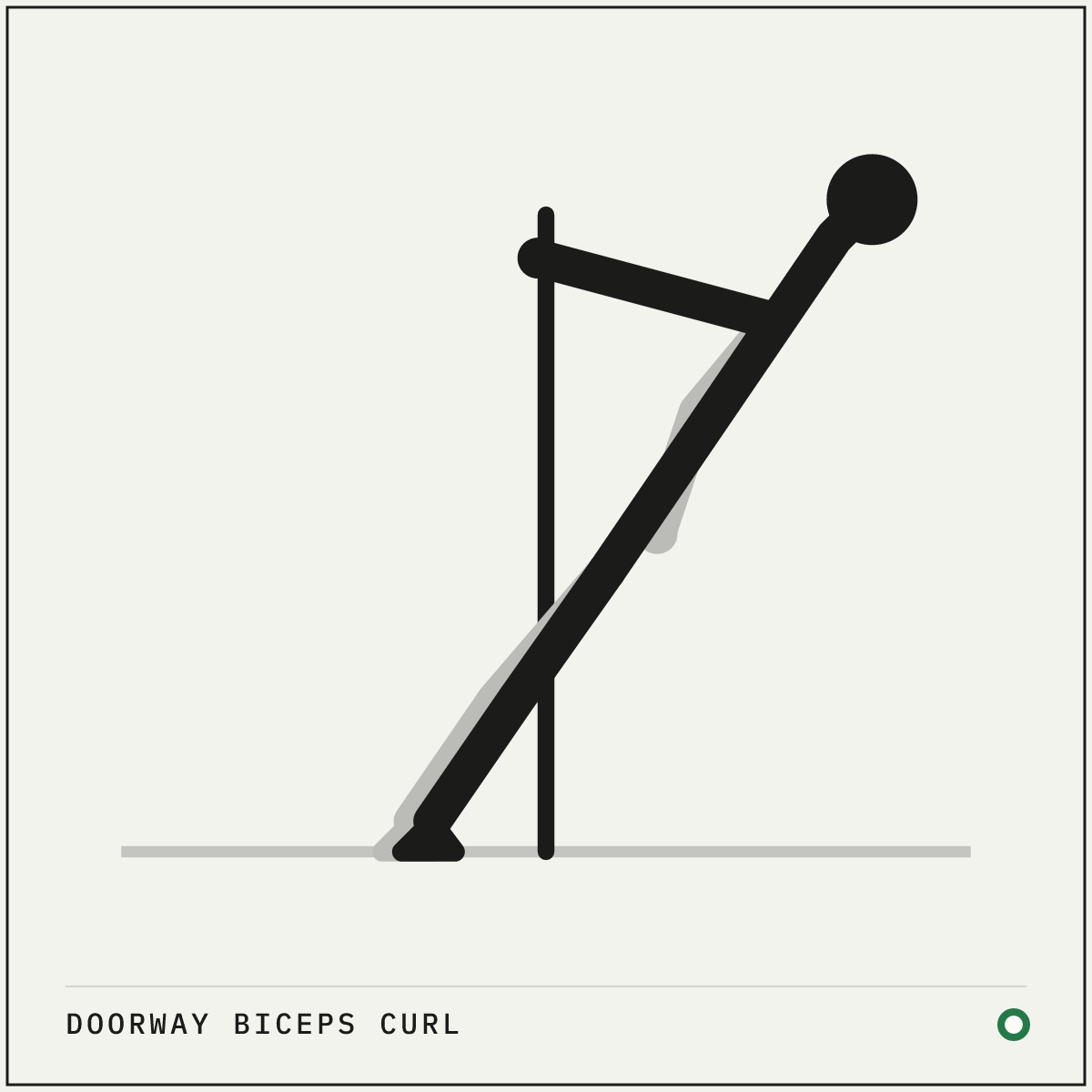 Doorway biceps curl demonstration figure: Stand facing the edge of a sturdy doorframe.