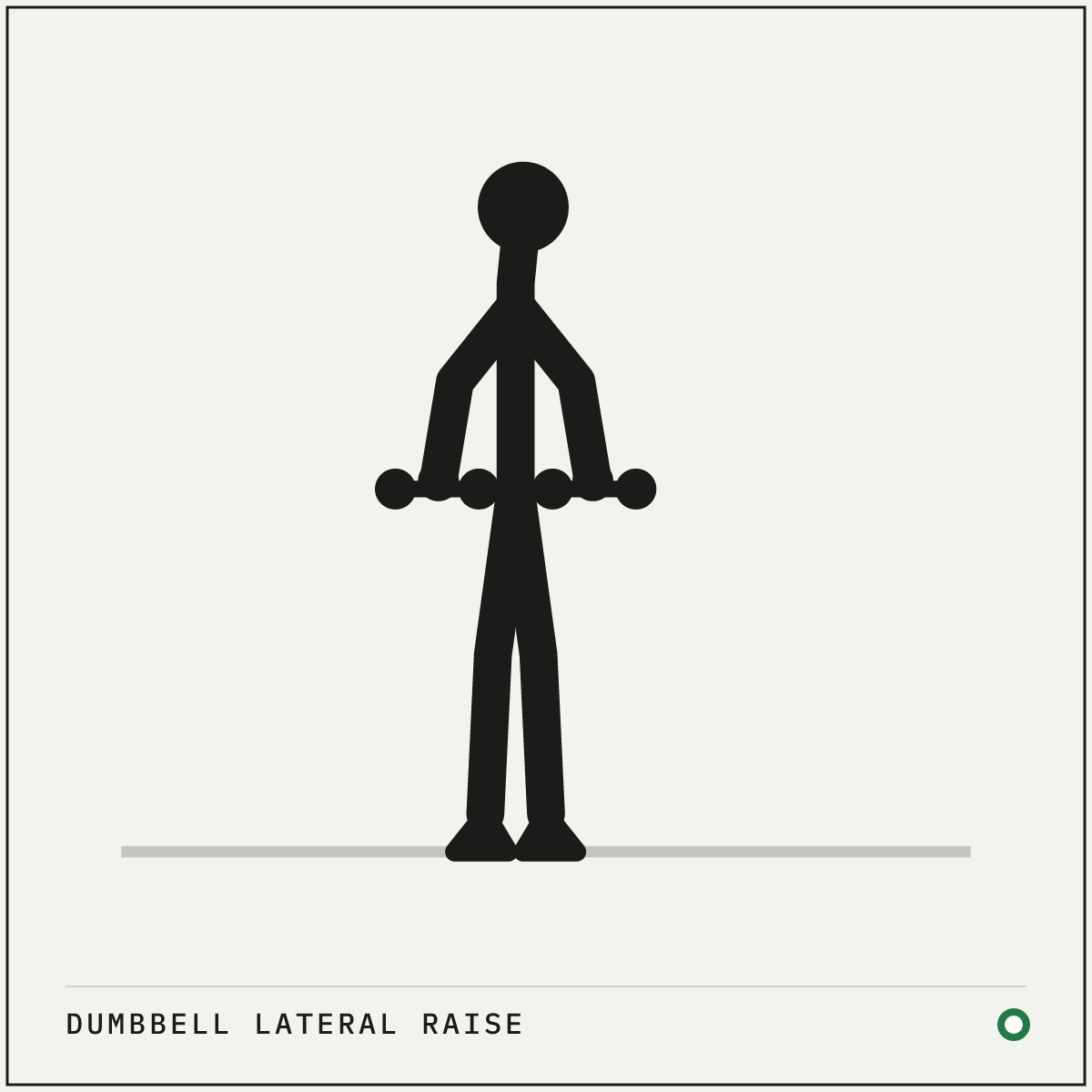Dumbbell lateral raise demonstration figure: Stand tall with a light dumbbell in each hand at your sides.