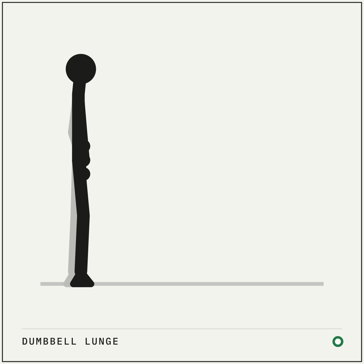 Dumbbell lunge demonstration figure: Stand tall holding a dumbbell in each hand at your sides.