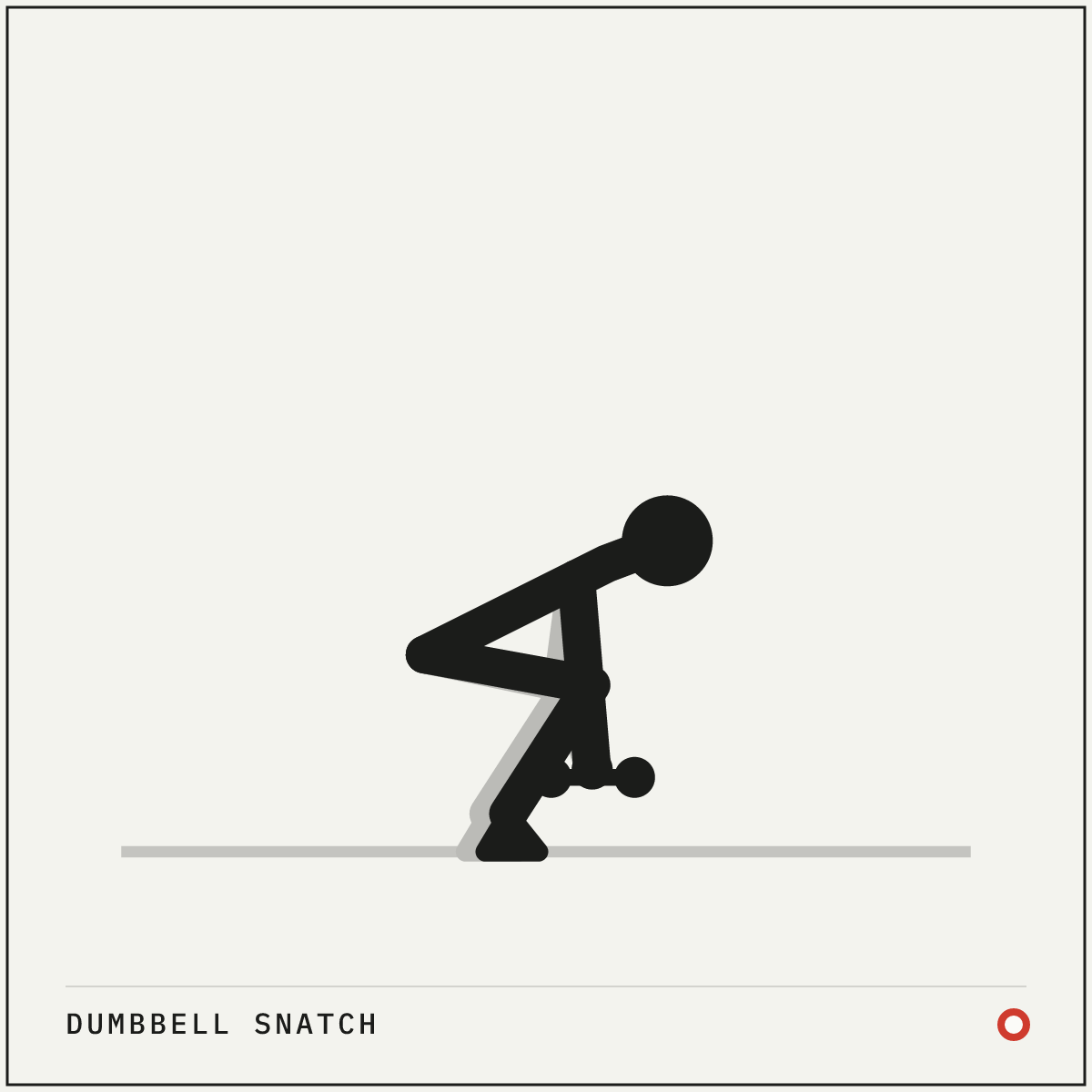 Dumbbell snatch demonstration figure: Stand with a dumbbell on the floor between your feet.
