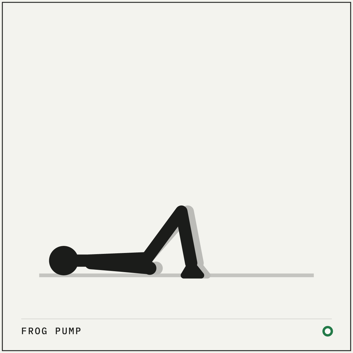 Frog pump demonstration figure: Lie on your back with your knees bent and put the soles of your feet together.
