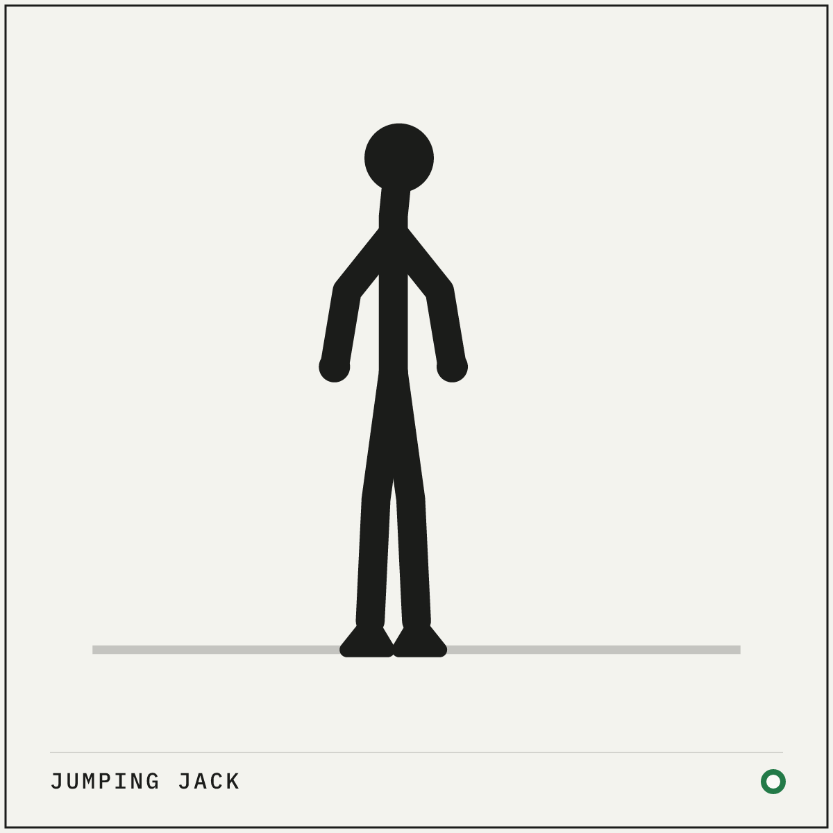Jumping jack demonstration figure: Stand tall with your feet together and your arms at your sides.