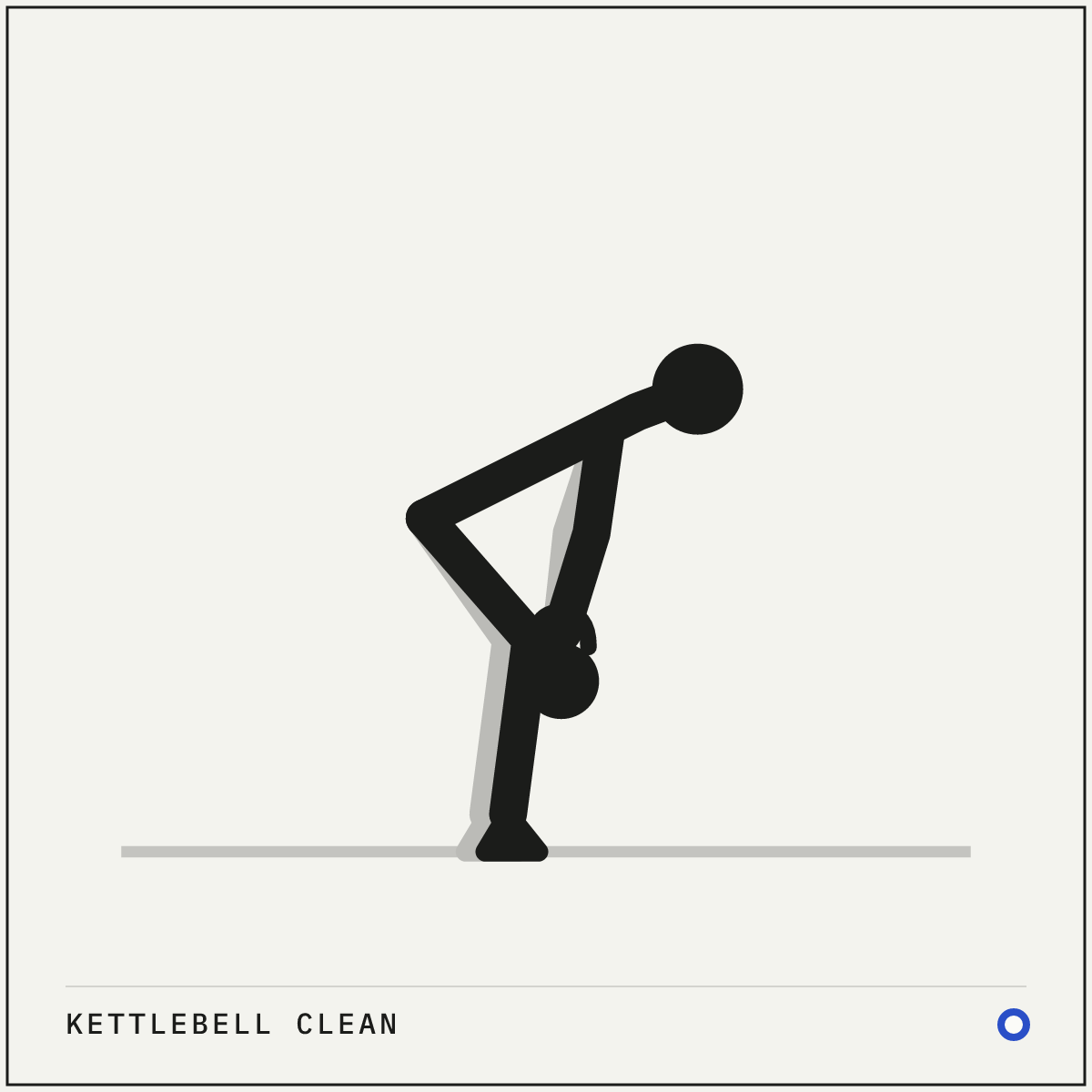 Kettlebell clean demonstration figure: Stand with the bell on the floor slightly ahead of you and your feet shoulder-width apart.