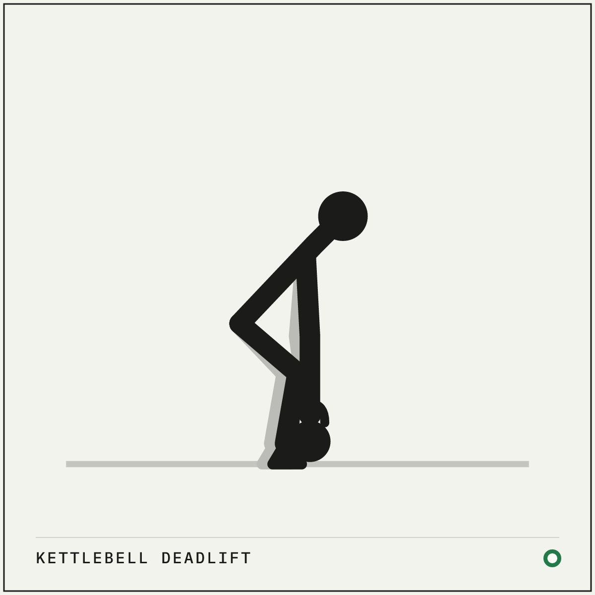 Kettlebell deadlift demonstration figure: Stand with your feet about hip-width apart and the kettlebell on the floor between your arches.