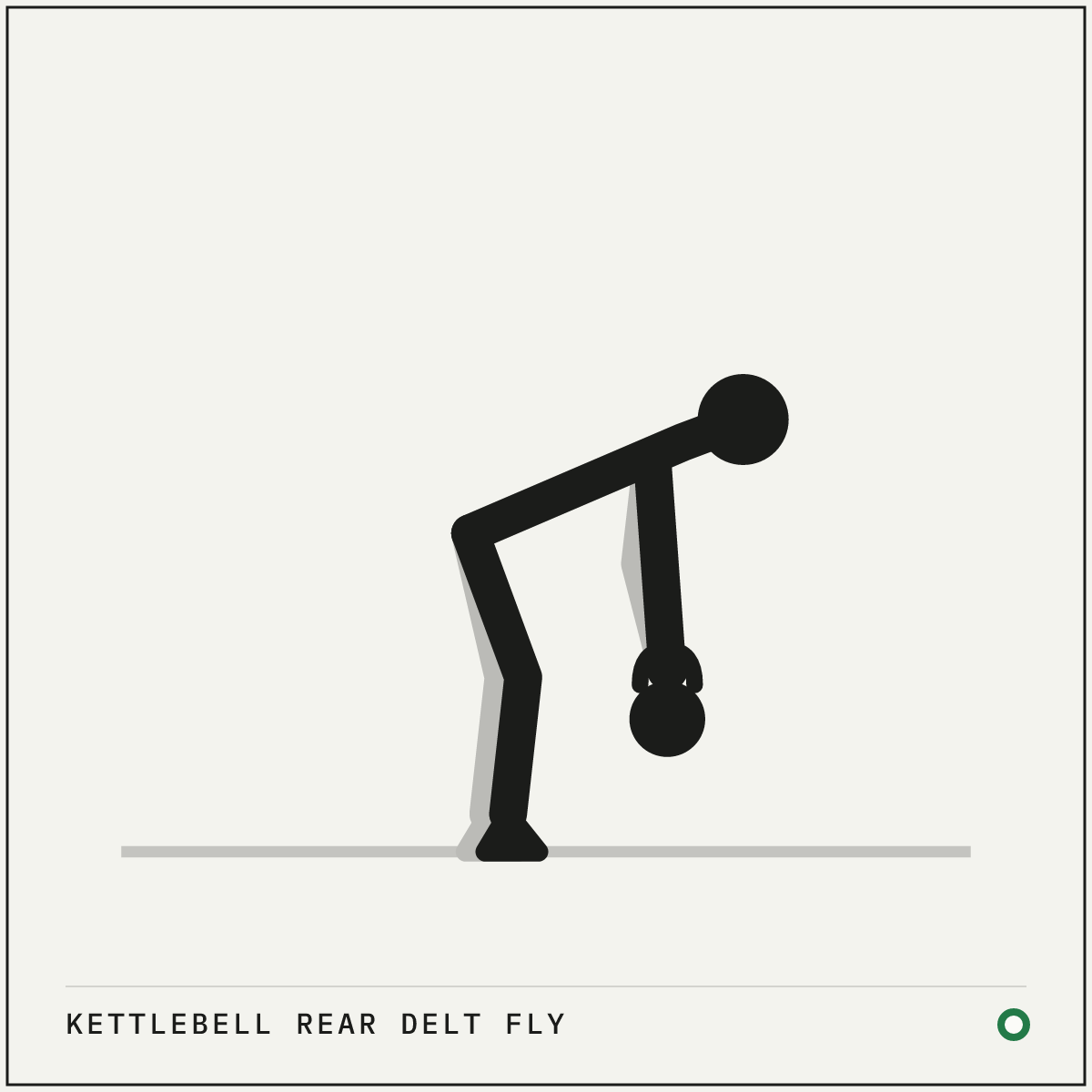 Kettlebell rear delt fly demonstration figure: Hold the lightest kettlebell you own in each hand, with the handle across your palm and the bell hanging outside your wrist.