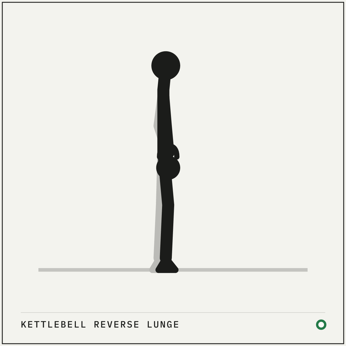 Kettlebell reverse lunge demonstration figure: Stand tall holding a kettlebell in each hand by your sides.