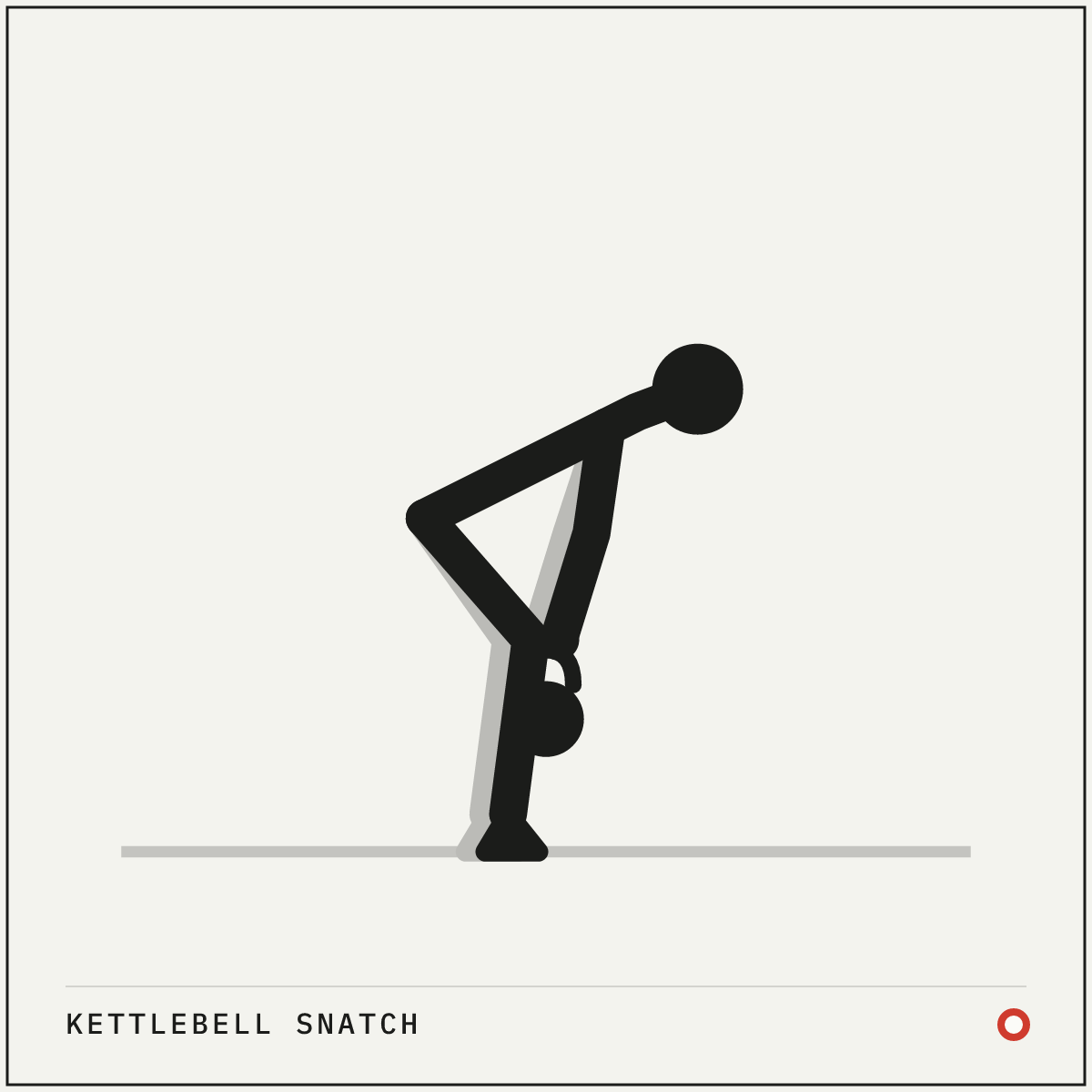 Kettlebell snatch demonstration figure: Stand with the bell slightly ahead of you and take the handle in one hand.