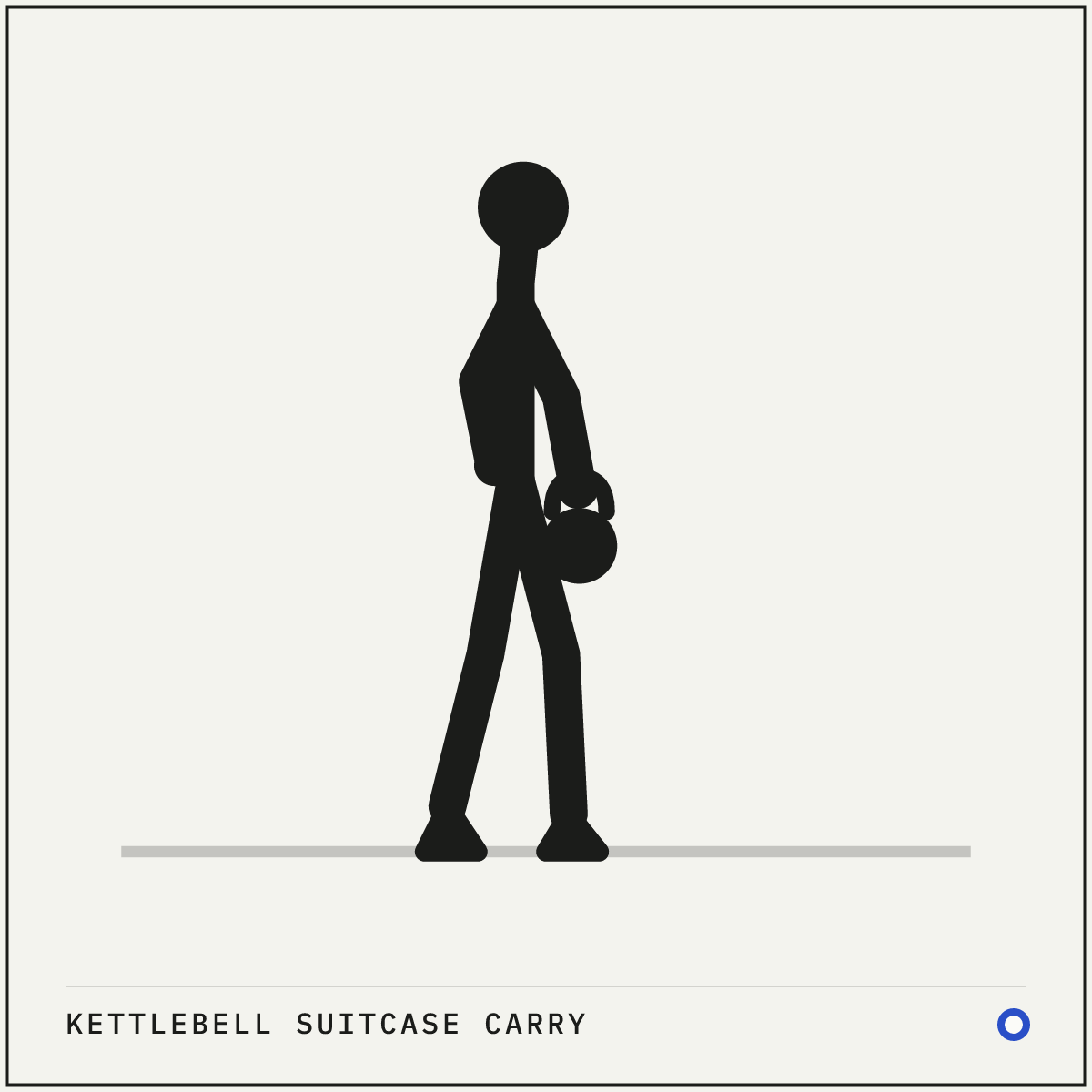 Kettlebell suitcase carry demonstration figure: Stand next to a heavy kettlebell.
