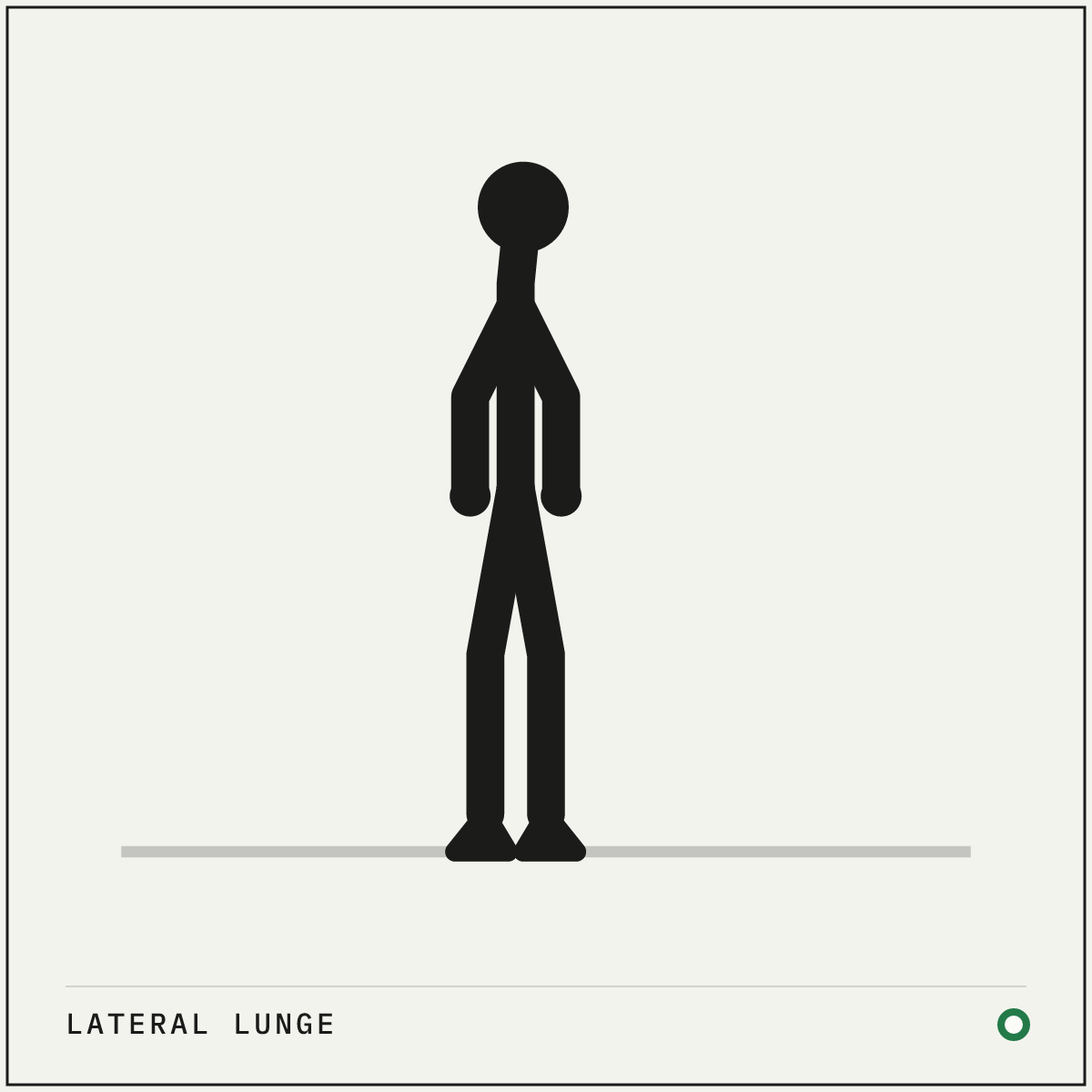 Lateral lunge demonstration figure: Stand tall with your feet together and your arms ready to reach forward as a counterweight.