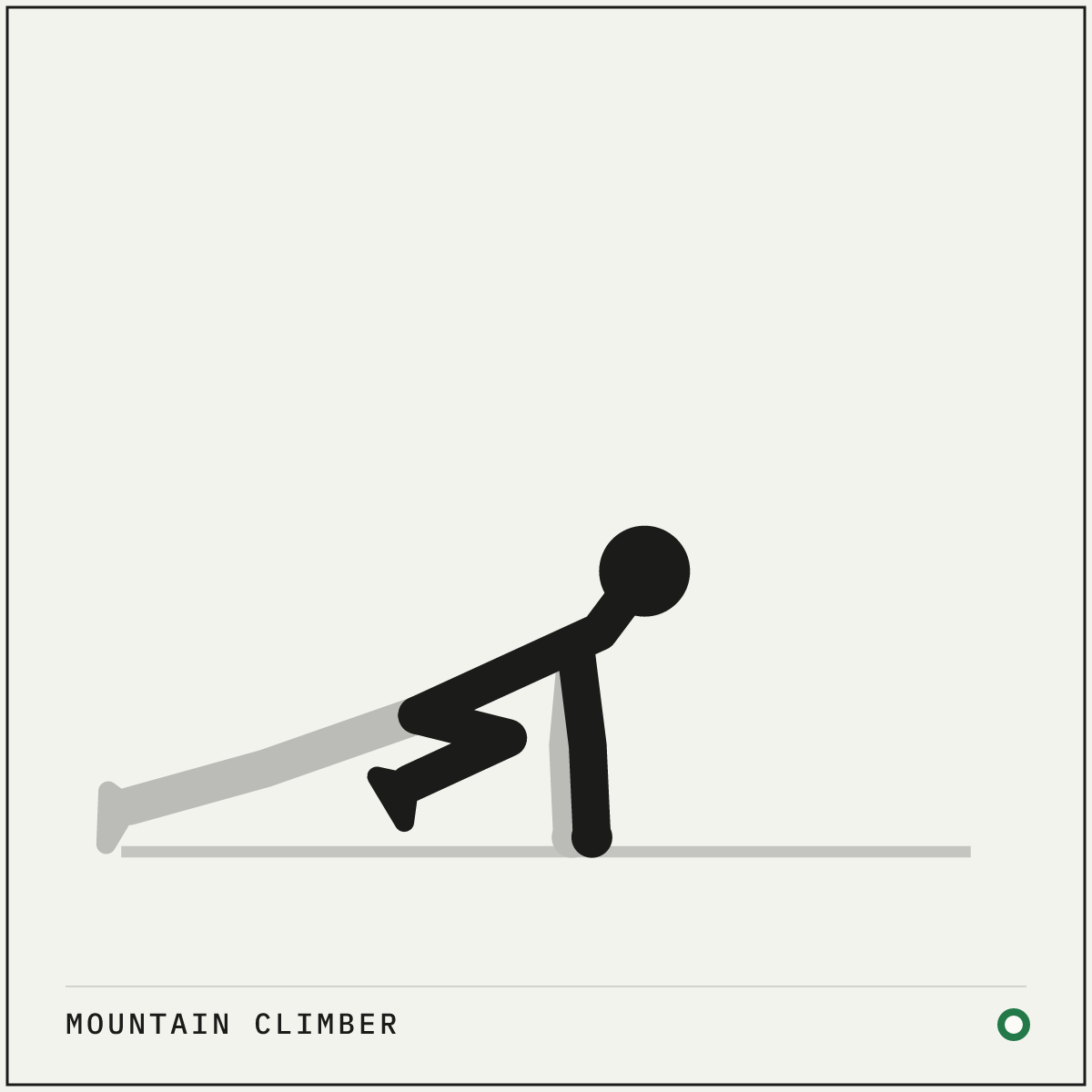 Mountain climber demonstration figure: Take a solid push-up position with your hands under your shoulders and your hips level.
