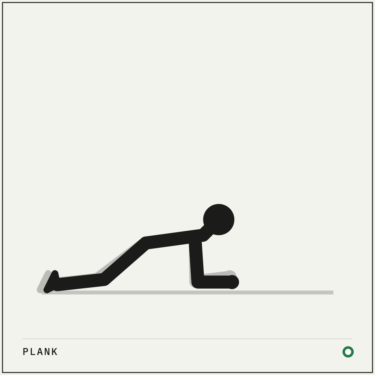 Plank demonstration figure: Put your forearms on the floor with your elbows under your shoulders and your hands relaxed.