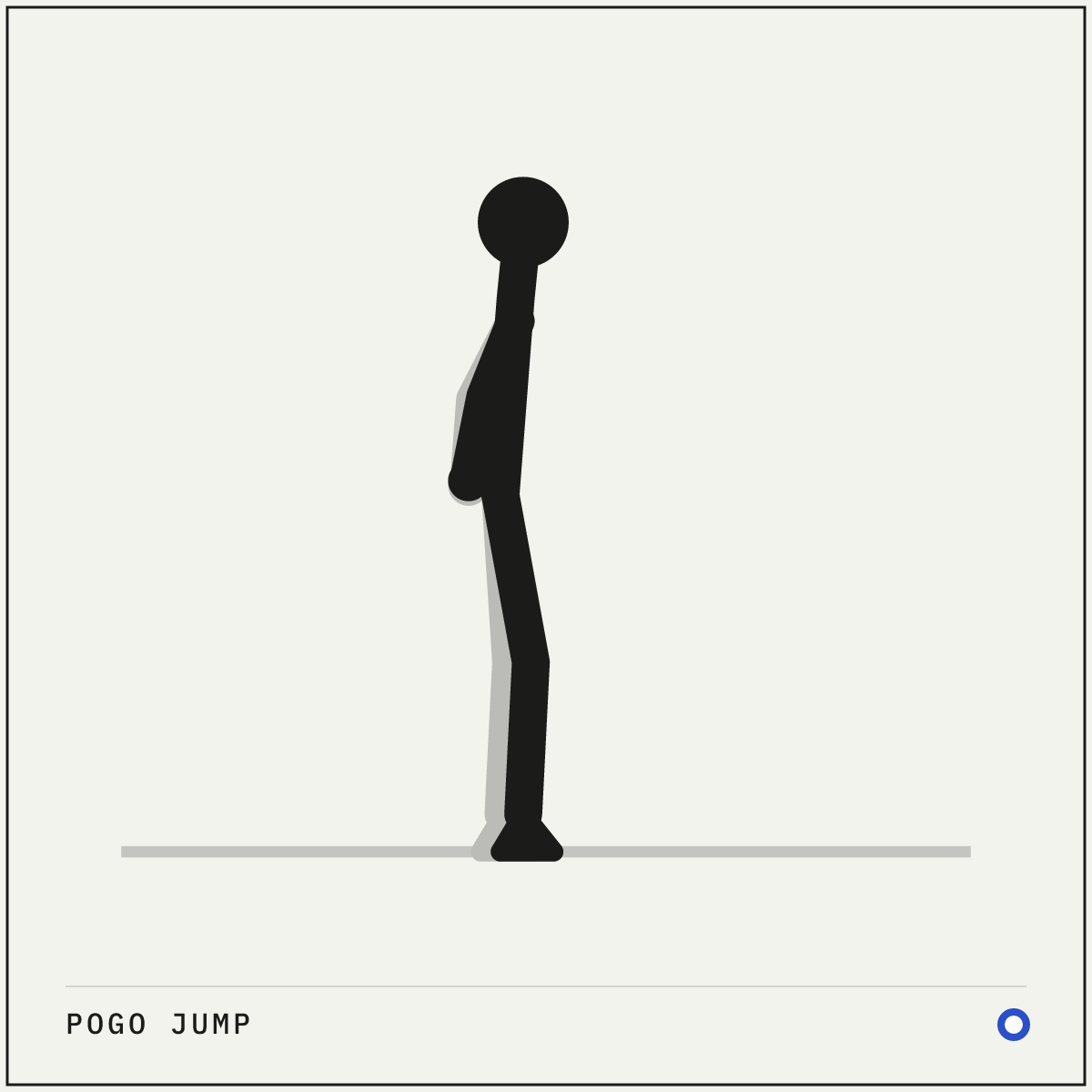 Pogo jump demonstration figure: Stand tall with your feet together and your hands on your hips.