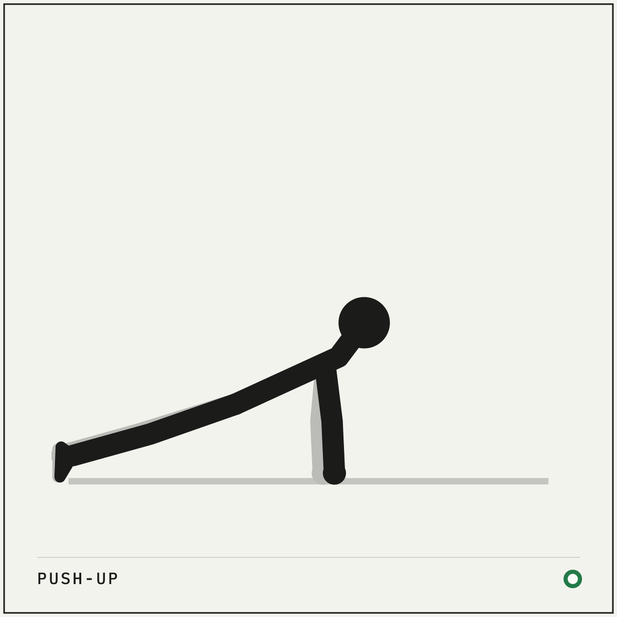 Push-up demonstration figure: Place your hands on the floor slightly wider than your shoulders, fingers pointing forward.