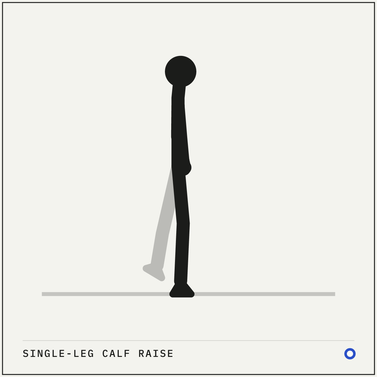 Single-leg calf raise demonstration figure: Stand on one foot with the other hooked lightly behind the working ankle.