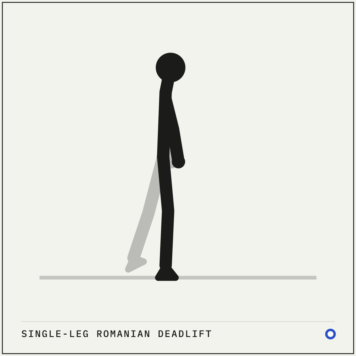 Single-leg Romanian deadlift demonstration figure: Stand on one leg with a slight bend in that knee and the other foot just off the floor.