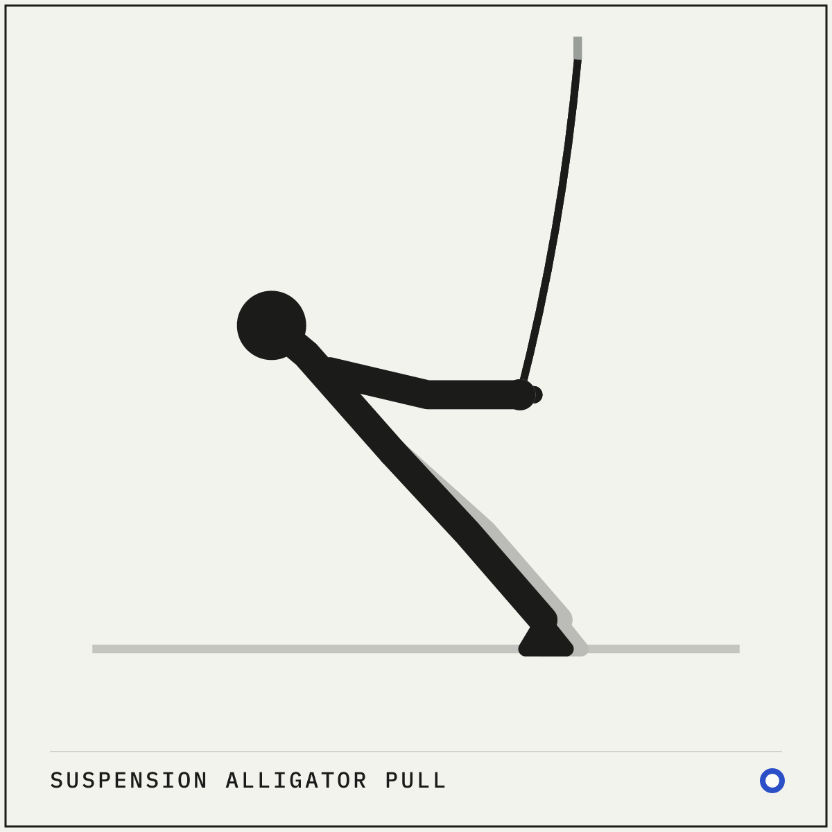 Suspension alligator pull demonstration figure: Face the suspension anchor and grab one handle in each hand.