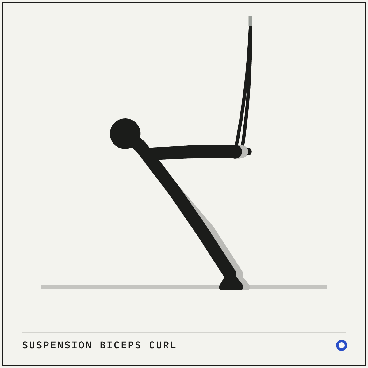 Suspension biceps curl demonstration figure: Hold a handle in each hand with your palms facing up, straps set at chest height.