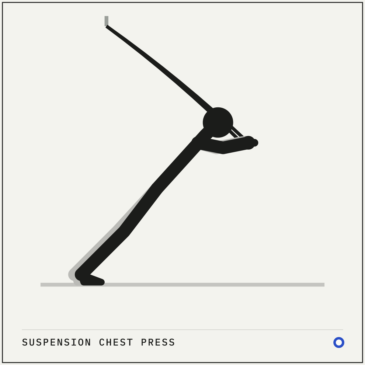 Suspension chest press demonstration figure: Grab the handles and face away from the anchor point.