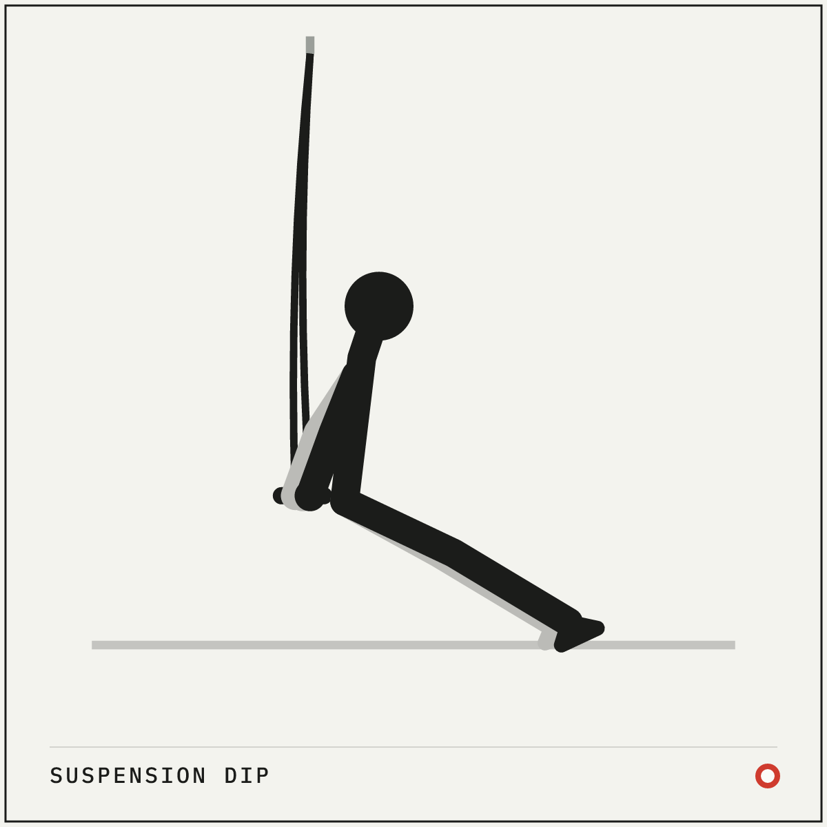 Suspension dip demonstration figure: Set both handles to about hip height and stand between them.