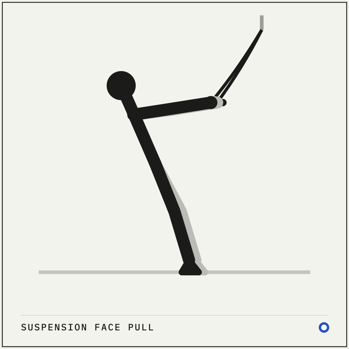 Suspension face pull demonstration figure: Set the handles to about chest height and face the anchor with one handle in each hand.