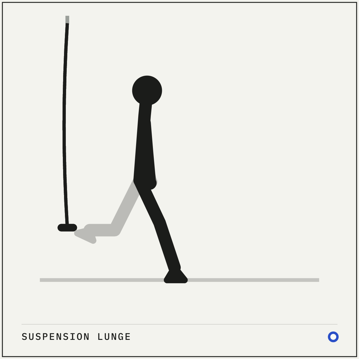 Suspension lunge demonstration figure: Adjust the suspension trainer handles to roughly mid-calf height.