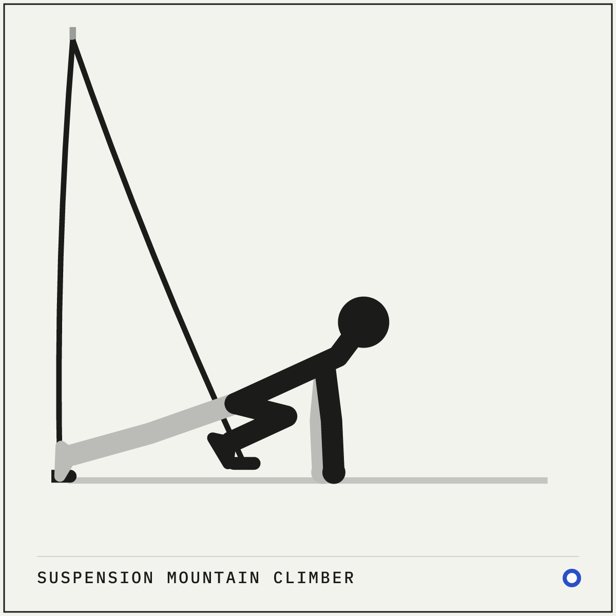 Suspension mountain climber demonstration figure: Adjust the suspension straps so the handles are about a foot off the floor.