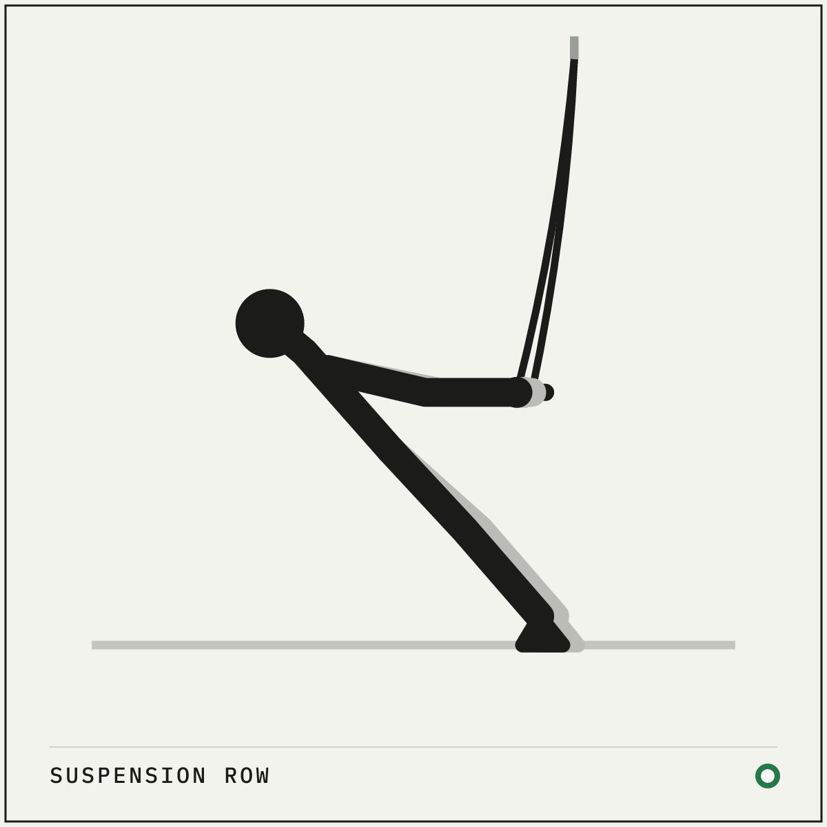 Suspension row demonstration figure: Set the straps to about waist height and take a handle in each hand, palms facing each other.