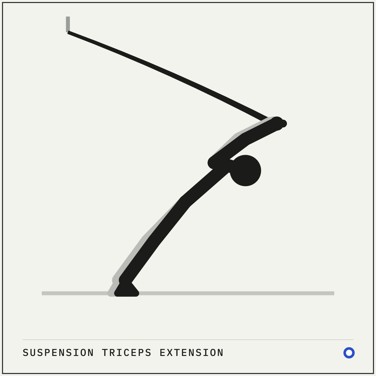 Suspension triceps extension demonstration figure: Face away from the anchor with a handle in each hand, palms facing down, straps at chest height.